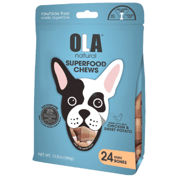Ola Natural Treats For Dogs 24 Mini Knotted Bones - Chicken Flavour