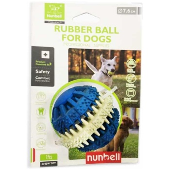 nunbell rubber ball for dogs blue