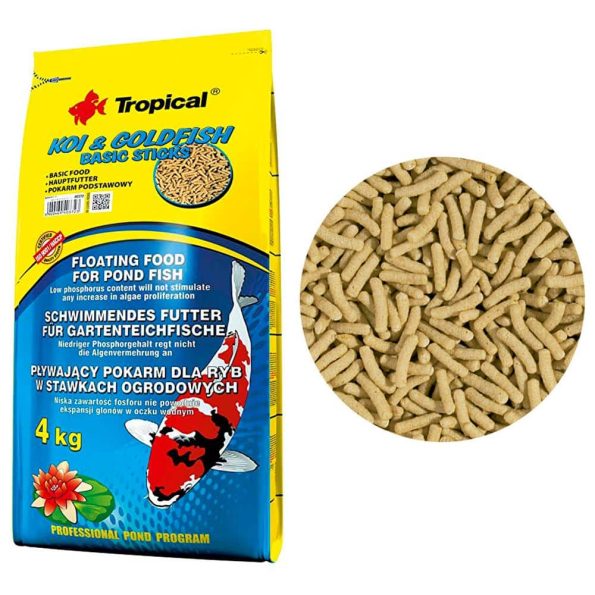 racao tropical carpa kinguio koi goldfish basic sticks 4kg 1500037473