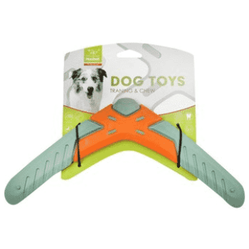Nunbell Green & Orange Boomerang Shaped Dog Chew Toy