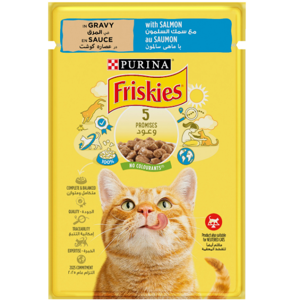 6732 Purina Friskies Chunks in Gravy Wet Cat Food Pouch 85g Salmon