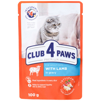 Kormotech Club 4 Paws Adult cats Lamb in gravy 100 g
