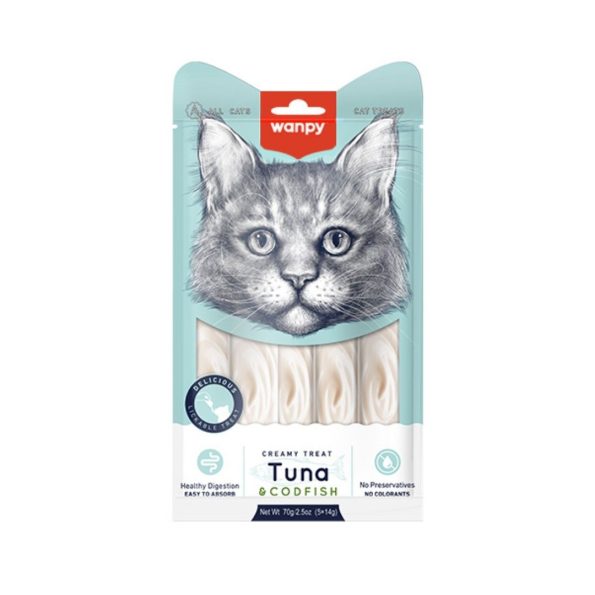 wanpy creamy lickable treat for cat tuna and codfish