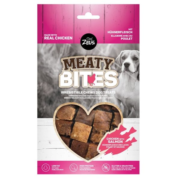 meaty bites chewy dog treats chicken with salmon 150g p3970 11086 image