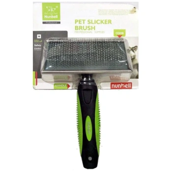 Nunbell pet slicker medium brush (black&green)