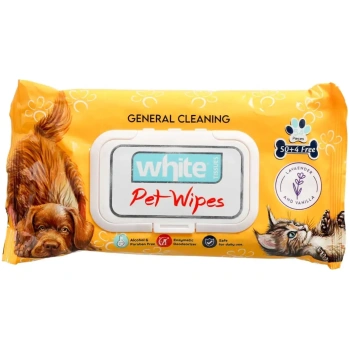 White pet wipes