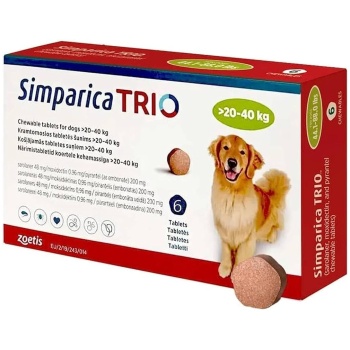 Simparica Trio 20-40KG Dog Flea Tick & Worm Chew ( 1 tablet )