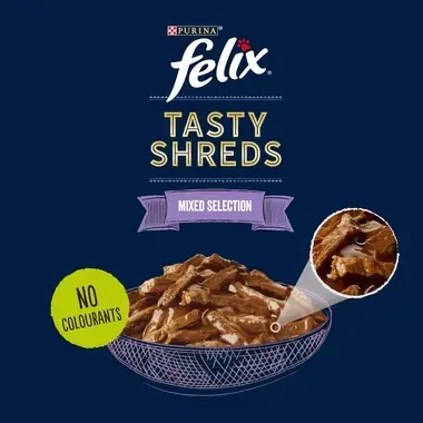 Felix_Tasty_Shreds_MixedS_M_4_1_2500x2500px_UK_en_210726_1_V2.jpg FELIX® Tasty Shreds Mixed Selection Wet Cat Food 80g