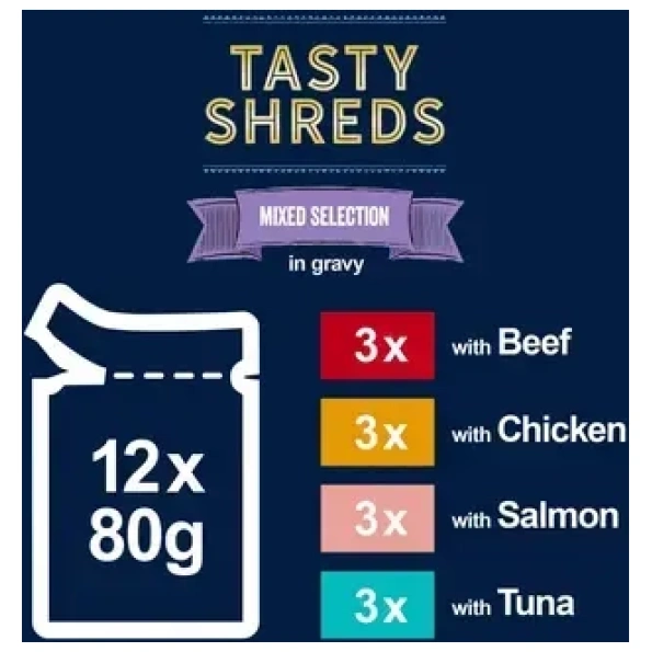 FELIX® Tasty Shreds Mixed Selection Wet Cat Food 80g