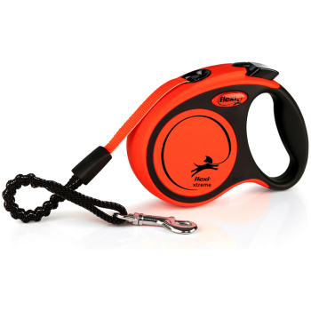 Flexi Xtreme - Retractable leash for dogs - L Tape 8m - Black - Orange