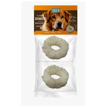 Orgo - RAWHIDE DONUTS - For Dog - Dental & Oral Care - 2 pce - L