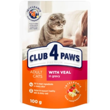 Club 4 Paws Wet Food With Veal For Adult Cats 100G